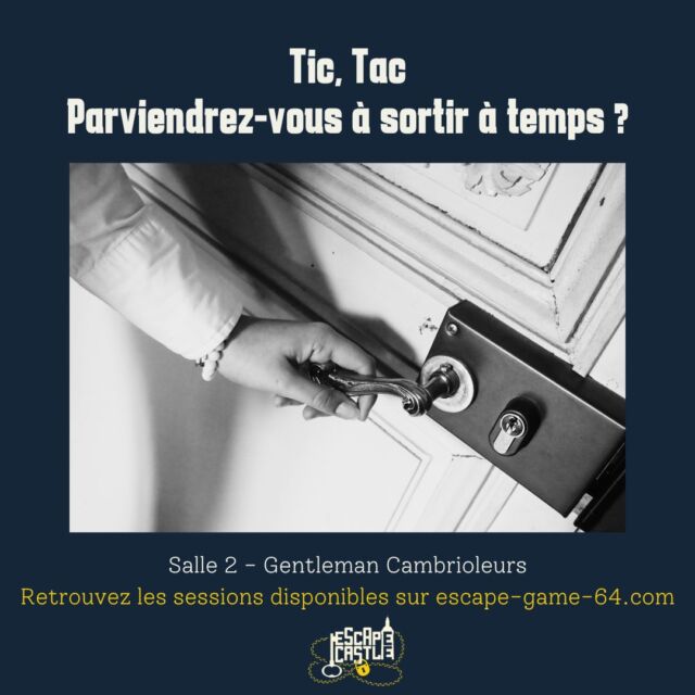 TIC TAC ⏲️
Entendez-vous l’horloge tourner ? Le temps passe à une vitesse folle lors d’un cambriolage. Assurez-vous de bien vous organiser pour vous échapper à temps. ⏳

#escape #escapecastle #escapegame #bearn #chateaudelaas #temps #cambriolage #echapper #horloge