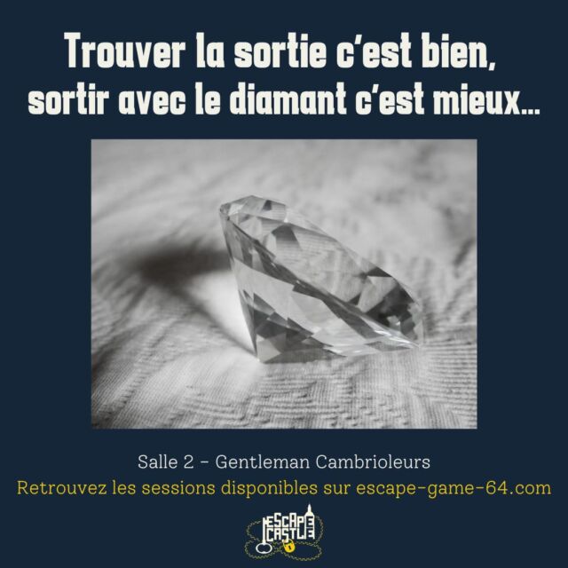 OBJECTIF : LE DIAMANT PERDU 💎

Un diamant à voler, une sortie à trouver : tout cela en une heure. Ne perdez pas de temps et venez accompagné d’une équipe de cambrioleurs professionnels pour réussir votre mission ! 🔍

#escape #escapecastle #escapegame #bearn #chateaudelaas #temps #cambriolage #echapper #horloge